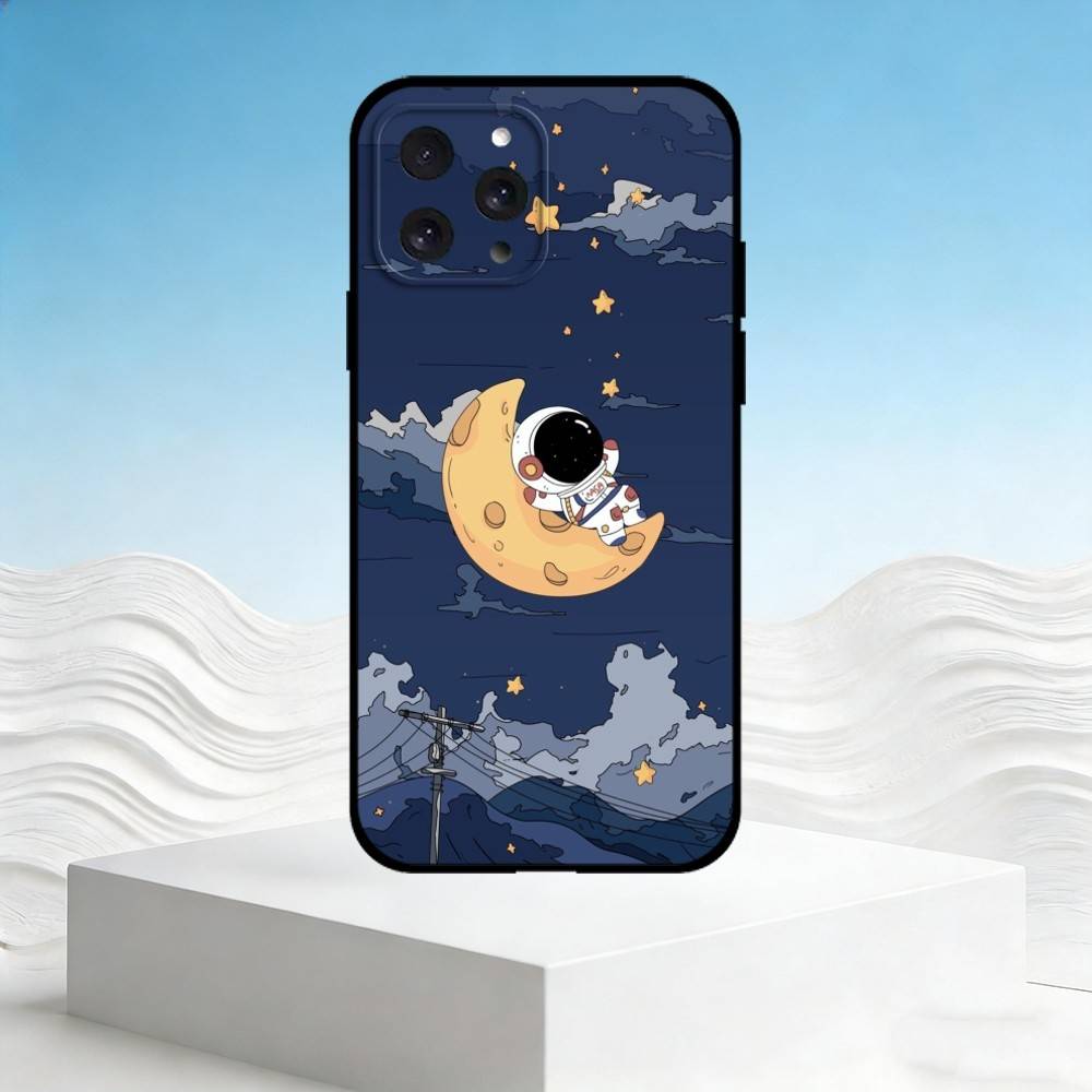 Q-Q version of astronaut Phone Case For iPhone 17,16,15,14,13,12,11 Plus,Pro Max,SE4Soft Silicone Black Cover