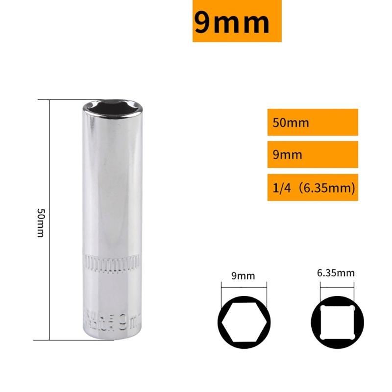 11-tlg. Steckschlüsselsatz 1/4 Zoll 6,35 mm Antrieb, Sechskant-Ratschenschlüssel, Innensechskantkopf, langer Schlüssel, Steckschlüsselgelenk, Handwerkzeug-Reparatur