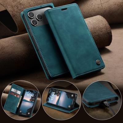 CaseMe Do iPhone 17 Air/17 Pro Max/17E Luksusowy Retro Magnetyczny Klapka Skóra PU Etui na Telefon Portfel Uchwyt na Karty Pokrowiec Telefon Coque