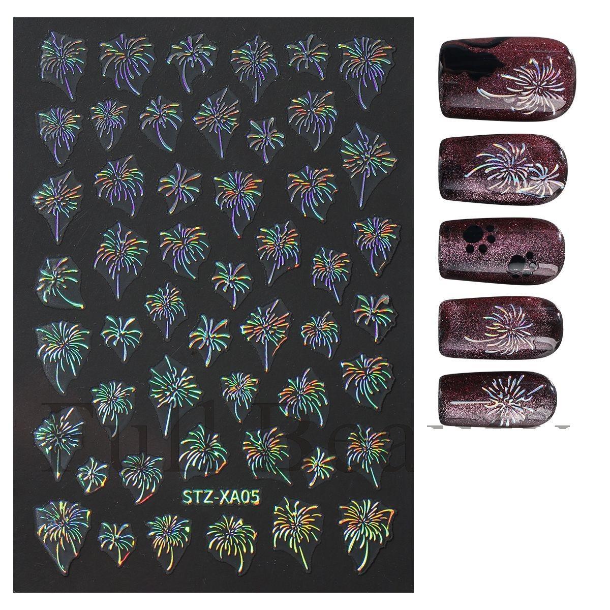 

3D лазерные наклейки для ногтей, красочные бабочки, цветы, клейкие слайдеры, наклейки для дизайна ногтей, маникюрные украшения