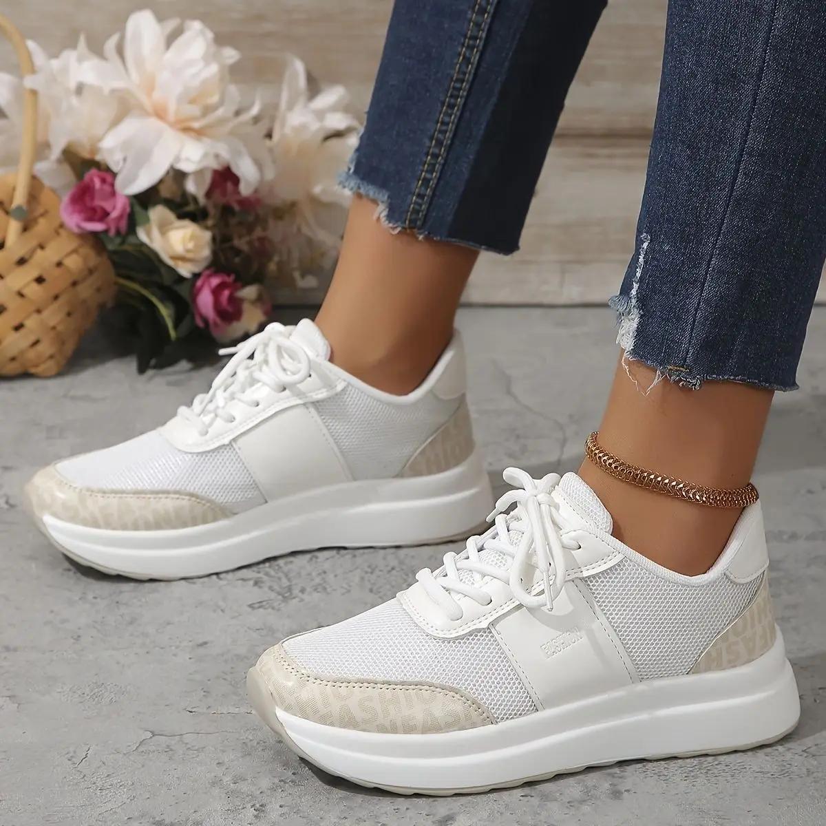 

Модная повседневная спортивная обувь для женщин, большой размер, толстая подошва, дышащая, теннисная обувь, увеличивающая рост, белые кроссовки в сетку, Zapatillas Mujer 35