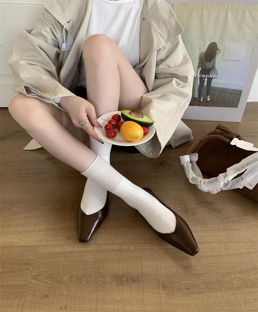 

French single shoes thick heel low heel shoes soft sole single shoes women s 2025 spring and autumn new temperament versatile low heel work shoes 40 темно-коричневого