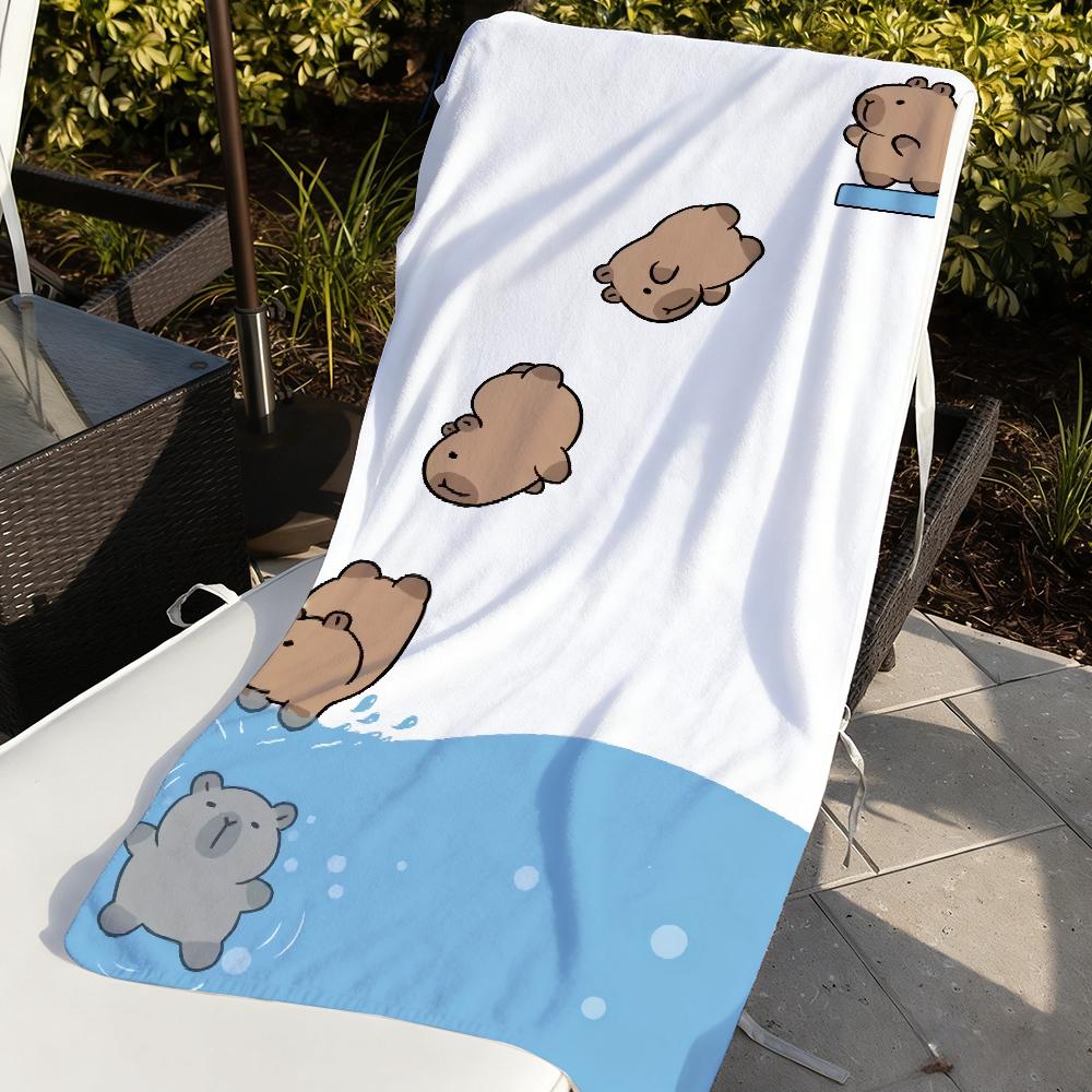 Cartoon Capybara Cute Towel Soft Pool Gift For Travel Gym Shower Camping Quick Dry Sports Large Beach Towels