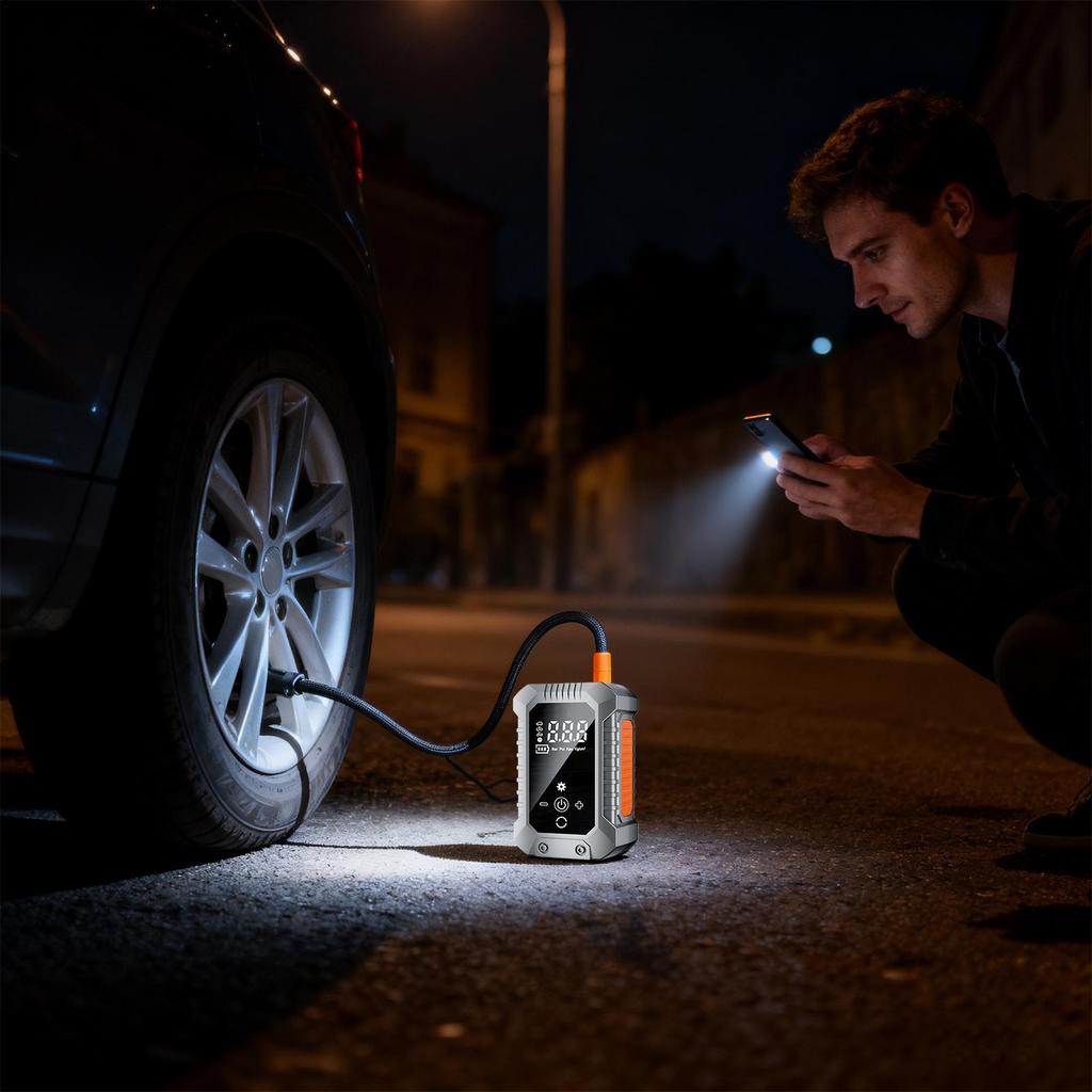 Air Pump for Car Tires with Digital Pressure Gauge Portable Air Pump Small Compressor for Bike Sedan SUV Balls Inflatable Toys