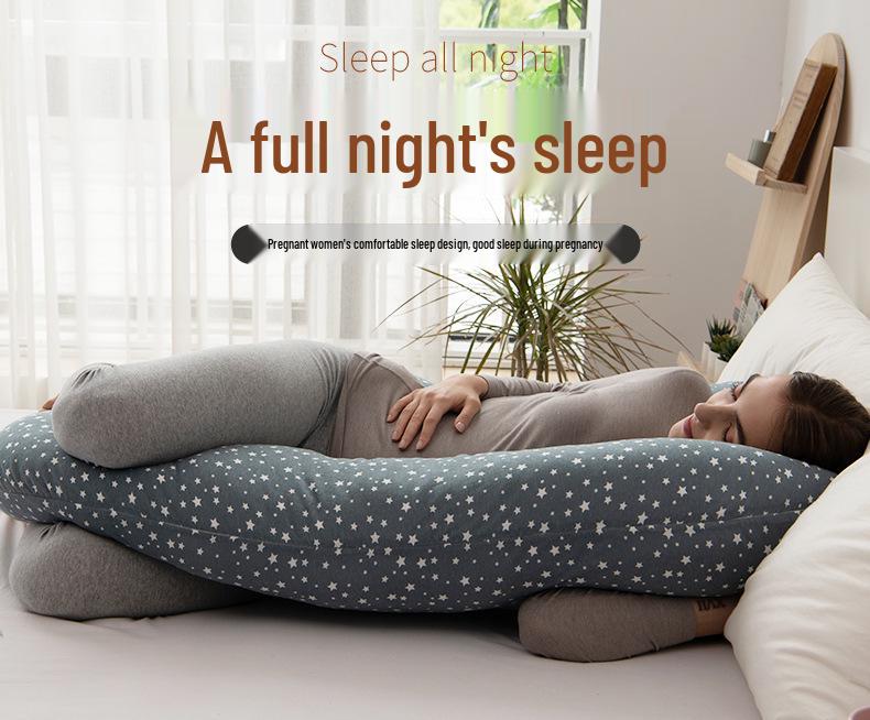 New Star C-Shaped Pregnancy Pillow: Pure Cotton, Solid Color, Provides Belly Support, Waist Protection, and Side Sleep Comfort.