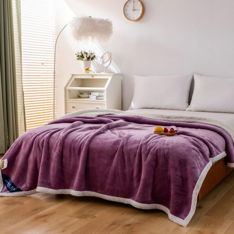 Soft Fleece Blanket Bed Sofa - Thick Warm Solid Color Plush Throw With Neat Edge Binding