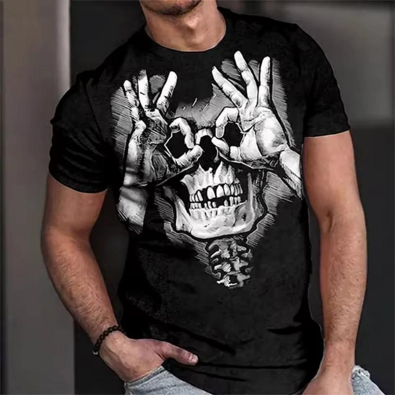 Men's 3D Printed T-Shirt Fashion  Style O-Neck Short-Sleeved Tops Skull Pattern Men's T-Shirt Oversized Tee Men's Clothing