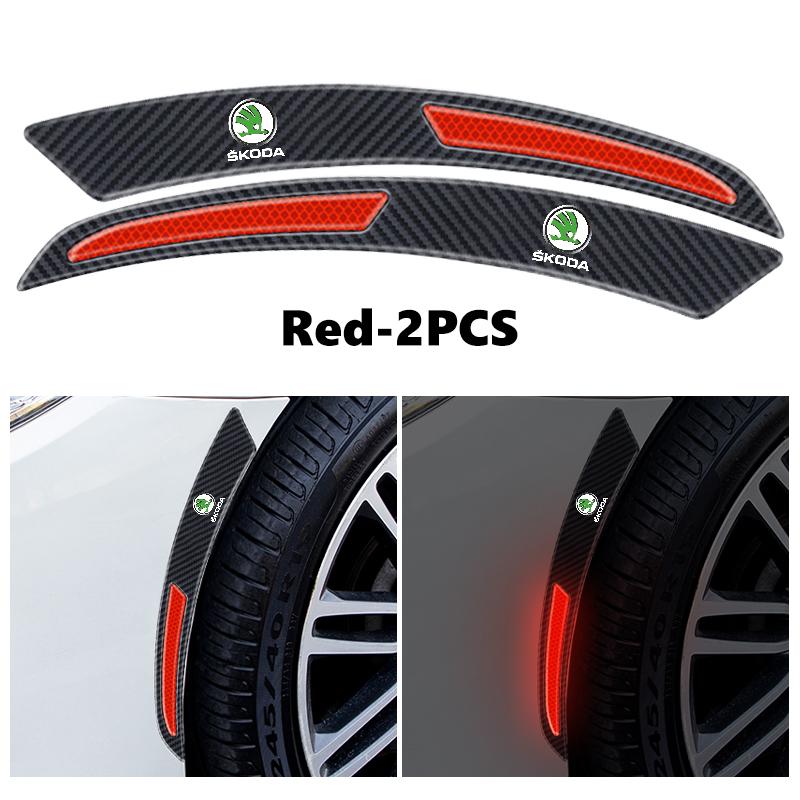 cycr3 For Skoda Carbon Fiber Car Wheel Eyebrow Fender Sticker Reflective Strips Warning Protector Strip Octavia Superb RAPID FABIA