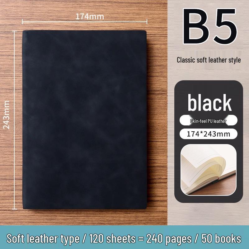 A5 Soft Leather Suede Notebook with Custom Logo - Simple B5 Business Meeting Journal, Large Thick Diary