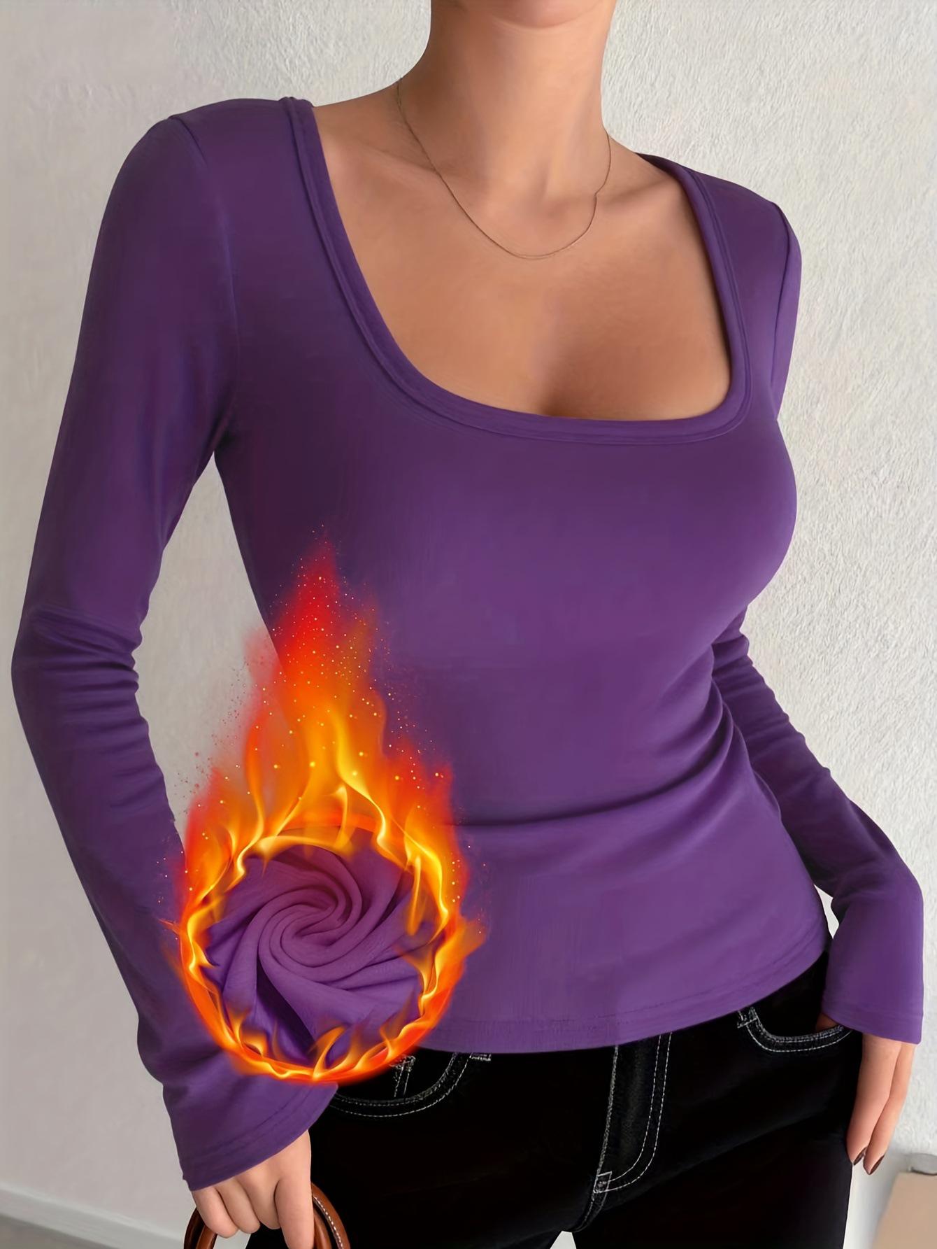 Autumn & Winter Ladies  Sexy Plus Velvet Warm Long Sleeve Base Layer Top Medium