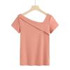 Clearance Women's Slanted Shoulder Modal Cotton Short Sleeve T-Shirt - Stylish & Comfortable