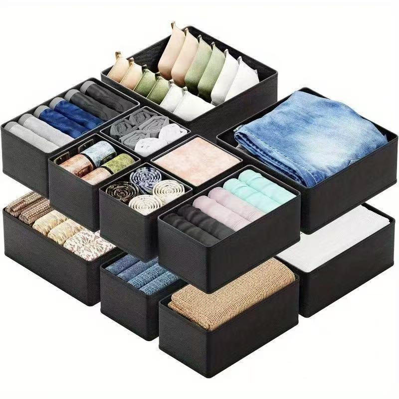 

3-Piece Gray Storage Drawer Organizer Set for Socks & Underwear - Large, Medium, Small Small (14*14*12)