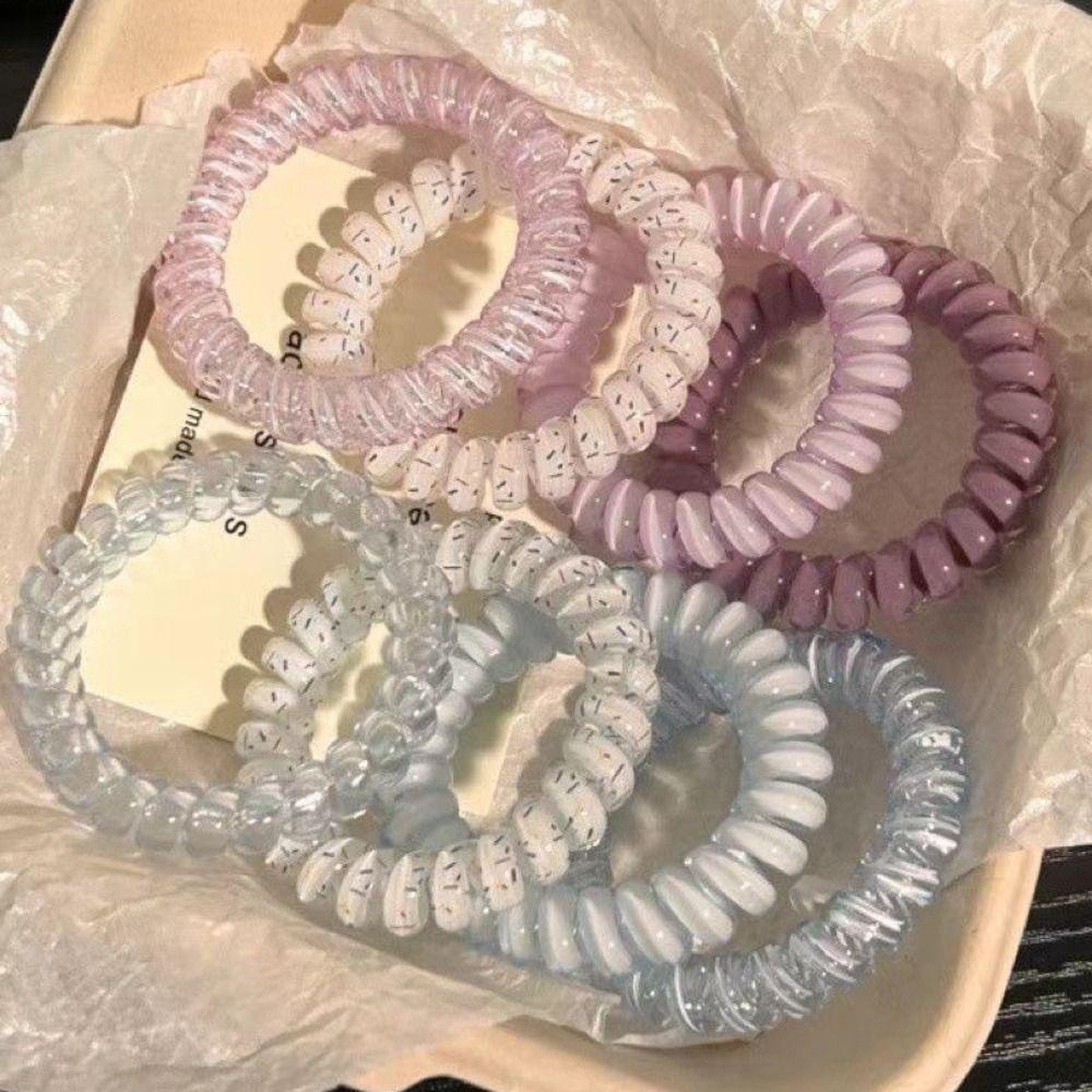 Hair Tie Stretch Sweet Elastic Hair Tie Hair Rope Multicolor Telephone Wire  Women