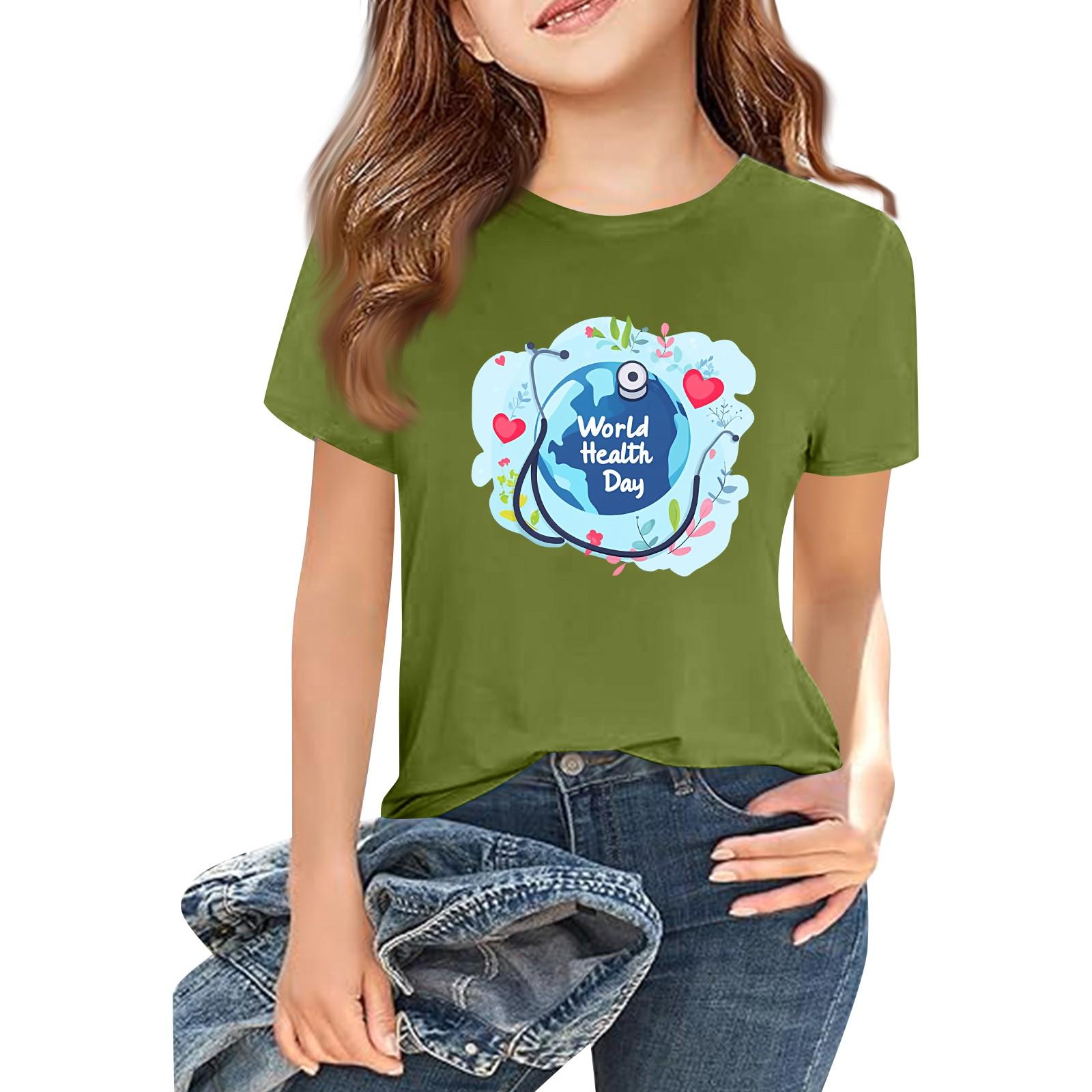 

Детская модная повседневная футболка с коротким рукавом и круглым вырезом с принтом 100 армия зеленый