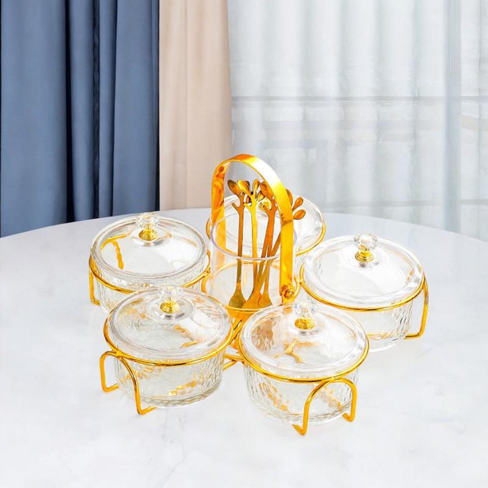 Dried Fruit Plate Luxury with 5 Fruit Forks Food Storage Box Ornament Appetizer Plate for Candy Cookies Cakes Fruit Dining Room