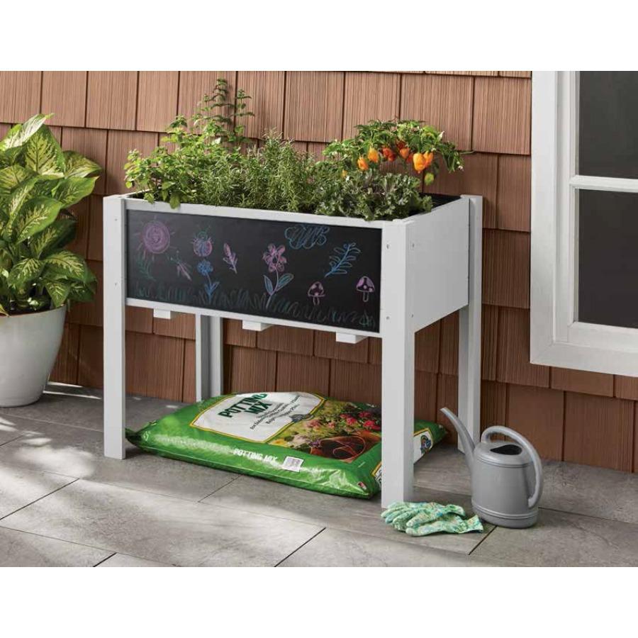 Raised Garden Bed 30 X 24 X 18 Inch Wooden Elevated Outdoor Planter Box with Legs for Vegetables Grass Lawn Yard Light Blue DIY