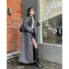 Palton lung supradimensionat temperamental în stil coreean francez Hepburn, gri, lână, streetwear