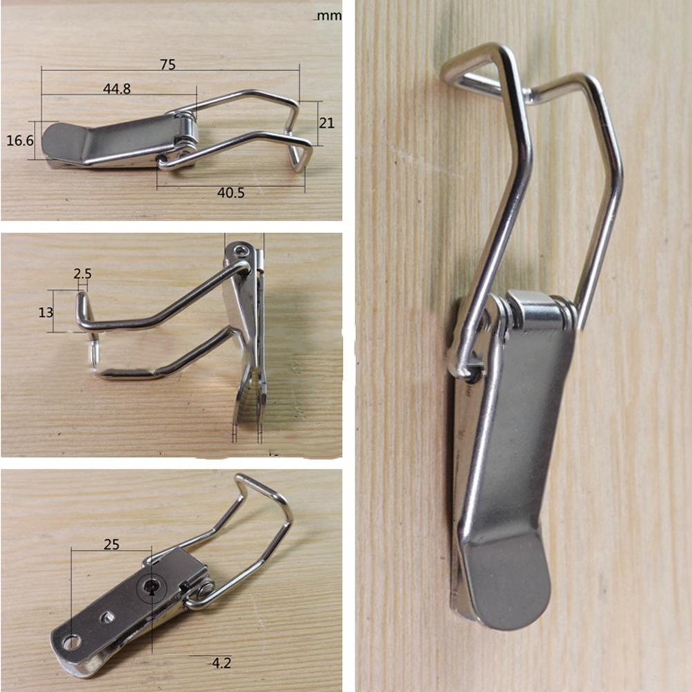 2PCS Cabinet Box Hasp Lock Spring Loaded Latch Catch Toggle Hasp  Storage Box Lock Hasp Stainless Steel Hook Lock Hardware