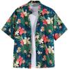 Summer Beach Floral Men'S And Women'S Thin Shirts Trendy Hawaiian Port Style Loose Tie-Dye Short-Sleeved Couple Shirts