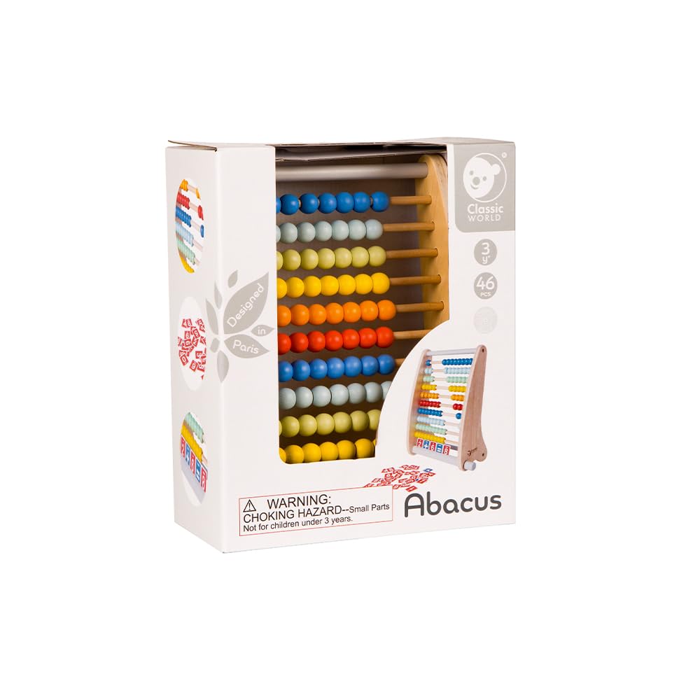 Classic World Abacus a wooden educational toy for counting numbers and suitable for ages 3 and up 100-Bead Abacus, learning, (CL54181)