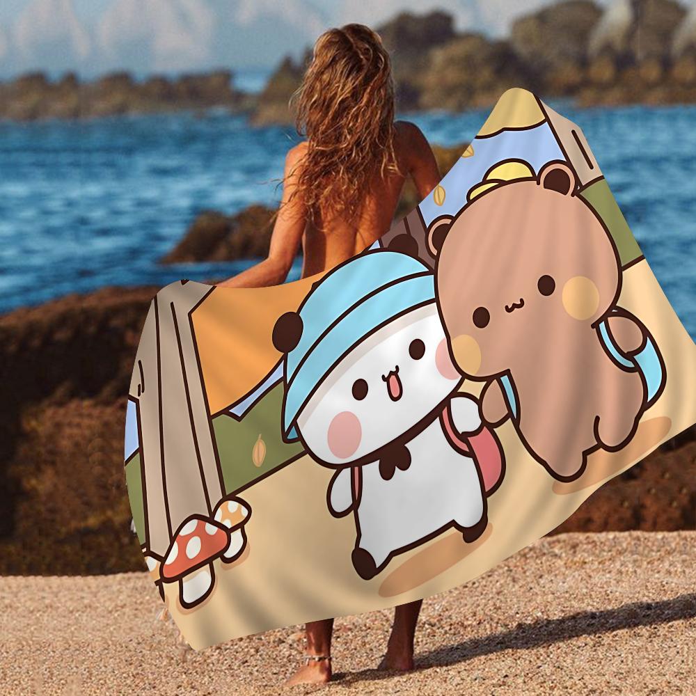 1pc Bubu And Dudu Beach Towel Cartoon Cute Summer Kids Large Bath Pool Beach Towel Microfiber Absorbent For Swimming Travel