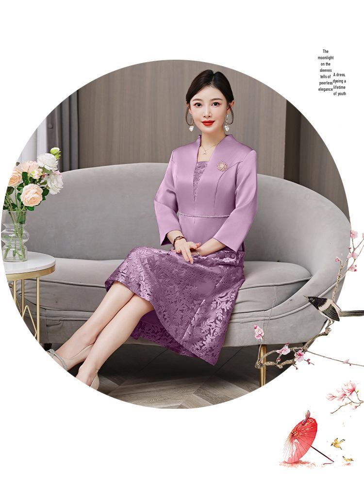 YQWL5656 Autumn/Winter 2025 Slimming Mother-in-Law Wedding Toast Dress - Elegant and Youthful Style