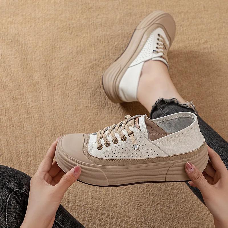 Fujin 3.5cm Ethnic Natural Leisure Rubber Luxury Concise Autumn Loafer Comfy Sandals Cow Genuine Leather Soft Flats Women Shoes