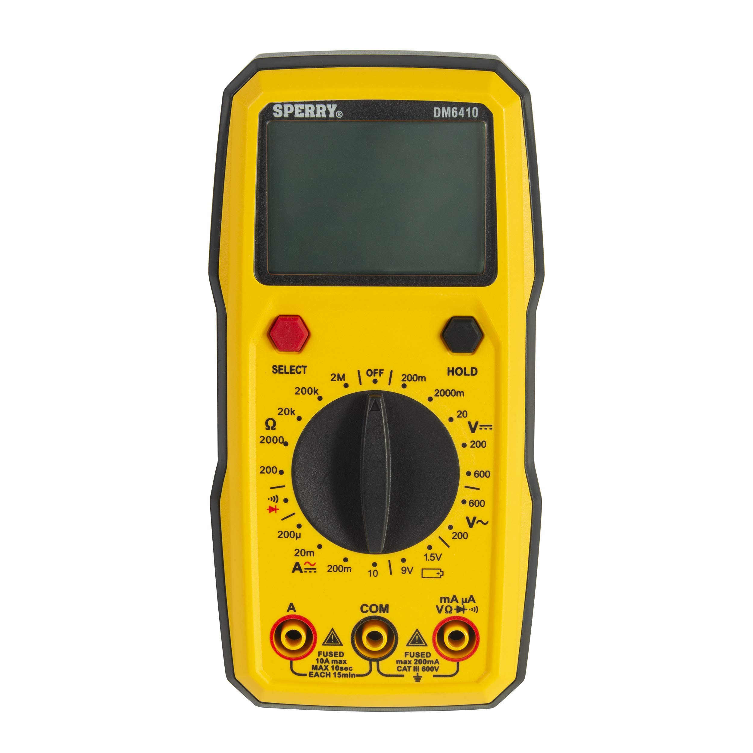 

Sperry Instruments DM6410 8 Function Digital Multimeter 600V AC 1000V DC Yellow