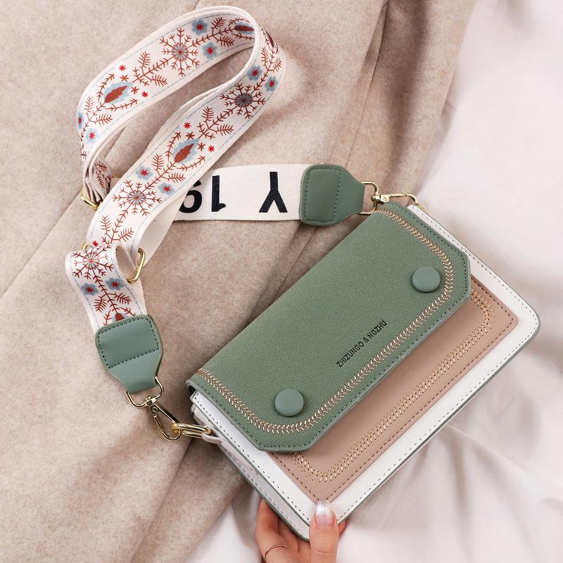 New Wide and Narrow Shoulder Strap Fashion Women's Bag Korean Version of Internet Celebrity Texture Small Square Bag Women's Bag
