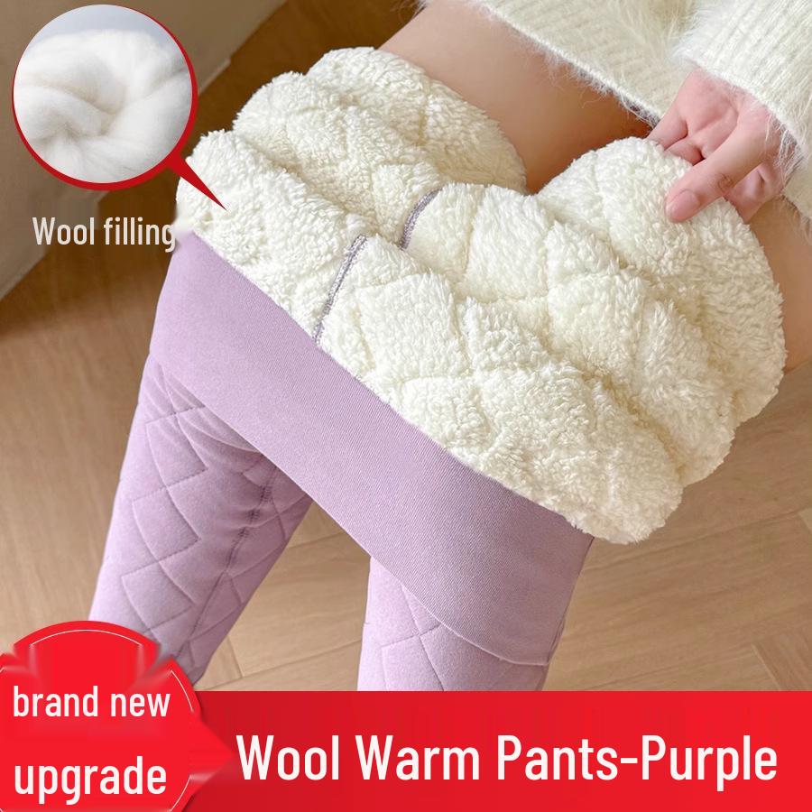 Women's Thick Wool Base Layer Pants: 100% Lambswool, Velvet Lined, Suitable As Outerwear, Warm for Autumn and Winter