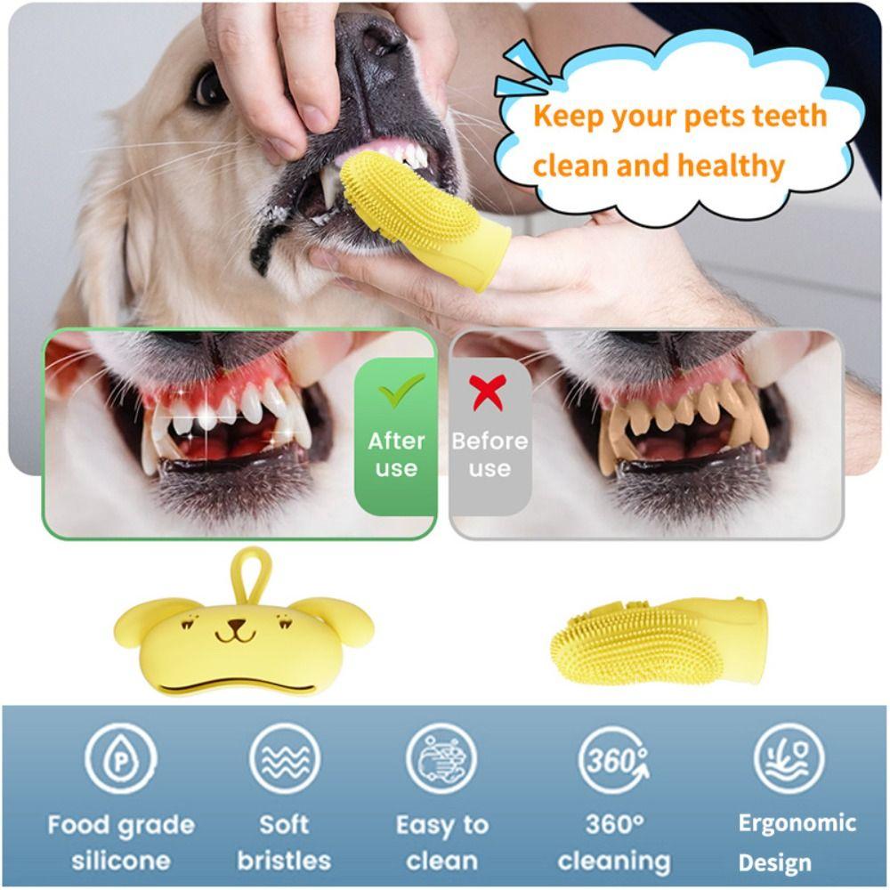 Soft Silicone Cat Toothbrush Double-sided Pet Teeth Cleaning Tool Dog Finger Toothbrush  Puppies