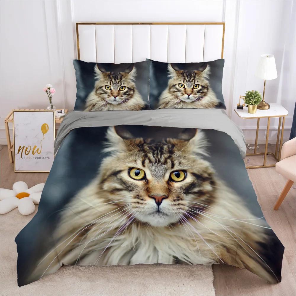 White Pet Cat Beding Set Colorfast Adult Peoples Children Winter Soft Duvet Cover Sets Children Kids,twin Ful Quen King Bedrom Set Home Textile