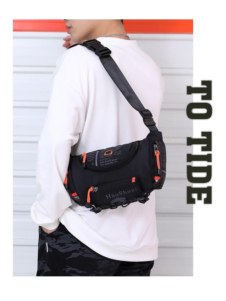 Men's Multifunctional Waterproof Outdoor Waist Bag: Single Shoulder, Crossbody, and Chest Bag for Cycling and Mountaineering with Large Capacity.