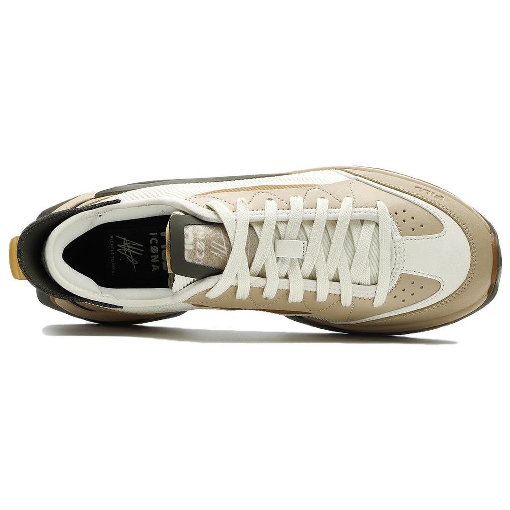 FILA KM Fabric Synthetic Leather Nubuck Nylon Comfortable Trendy Low-Top Casual Shoes Men sneaker Beige F12M333103FBP