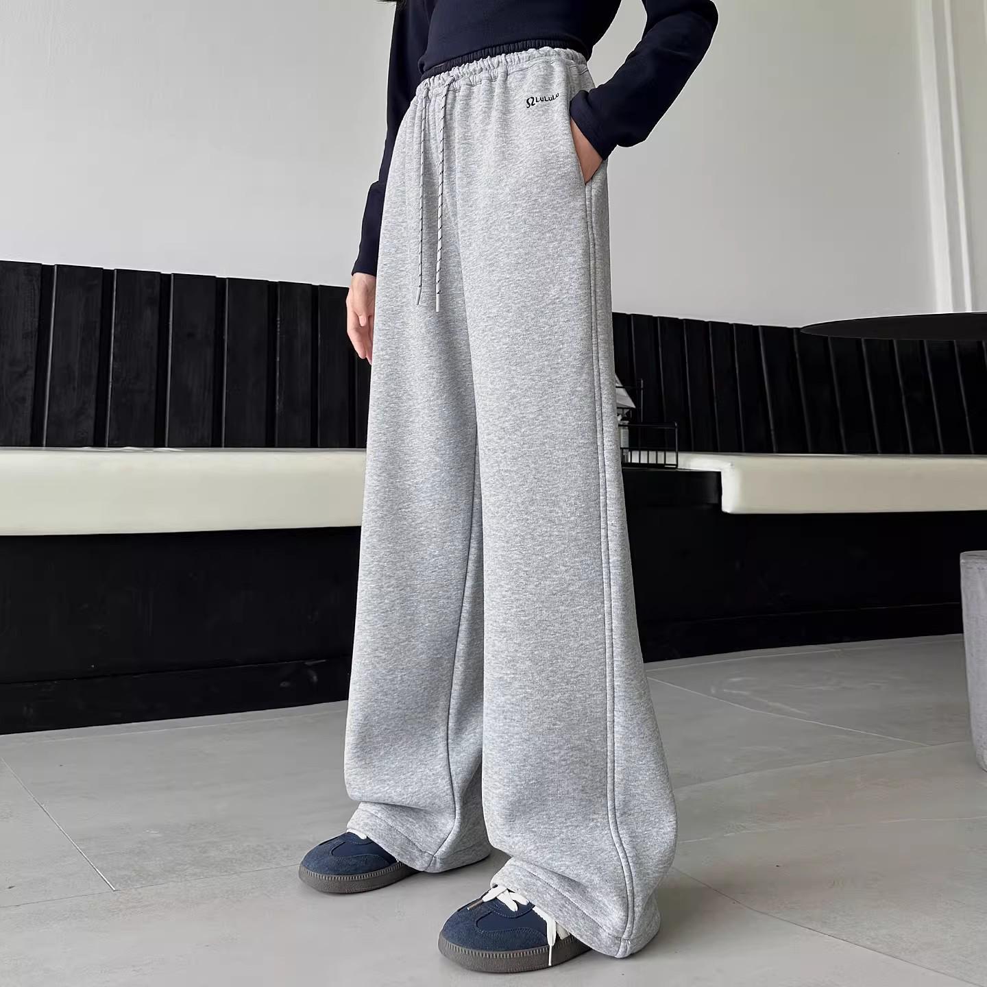 

Girls Plus Velvet Wide-Leg Sweatpants - Autumn/Winter Style for Big Kids & Junior High Students M