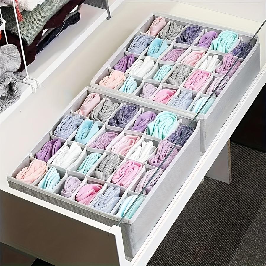 24-Compartment Fabric Drawer Organizer for Underwear, Socks, and Ties - Foldable Closet Storage Box with Tension Mount