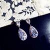 Classic AAA Big Zirconia Drop Crystal Sterling Silver Earrings Tiny CZ Luxury Bridal Wedding Earrings for Women Wholesale