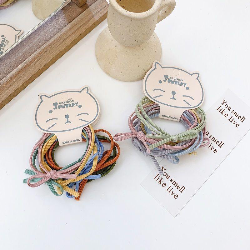 6-Piece Set of Korean Simple Bow Hair Ties 