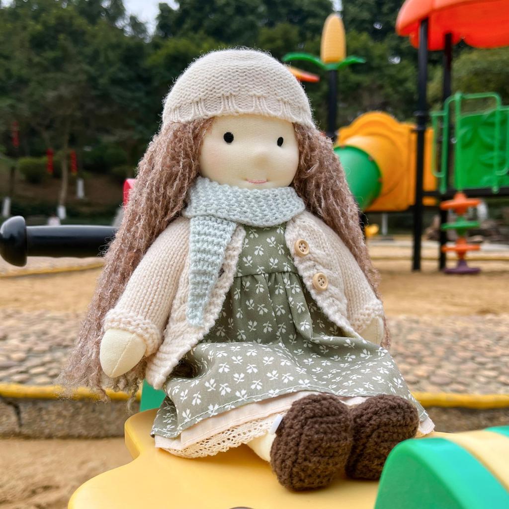 BlissfulPixie Waldorf Handmade Lenka Cute Plush Girl Perfect for Kids Doll, Doll, 30cm, Soft, Doll,