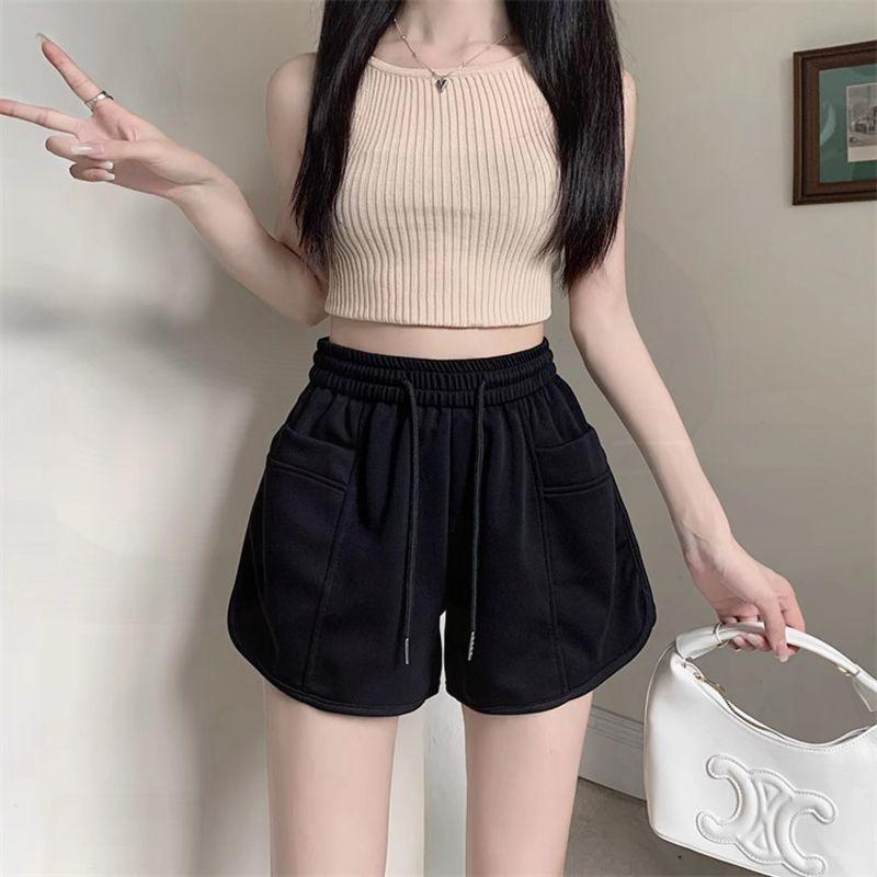 Pink Women's Casual High-Waisted Korean Style Summer Shorts