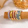 Engraved Colorful Enamel Flower Rings Bohemian-Style Gold Plated Ring Engagement