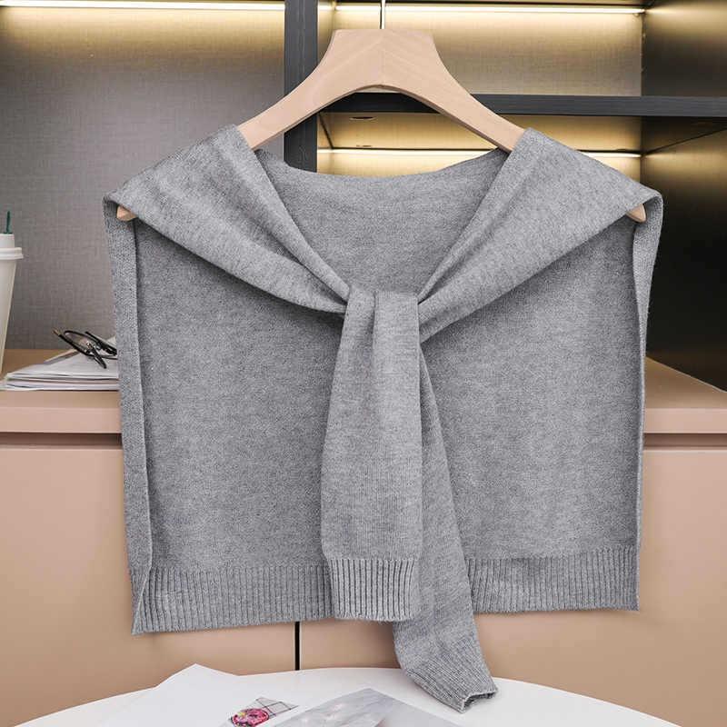 Spring and Autumn Air-conditioned Room Shoulder Small Shawl Knotted Knitted Knitted Sweater Wool Scarf Women