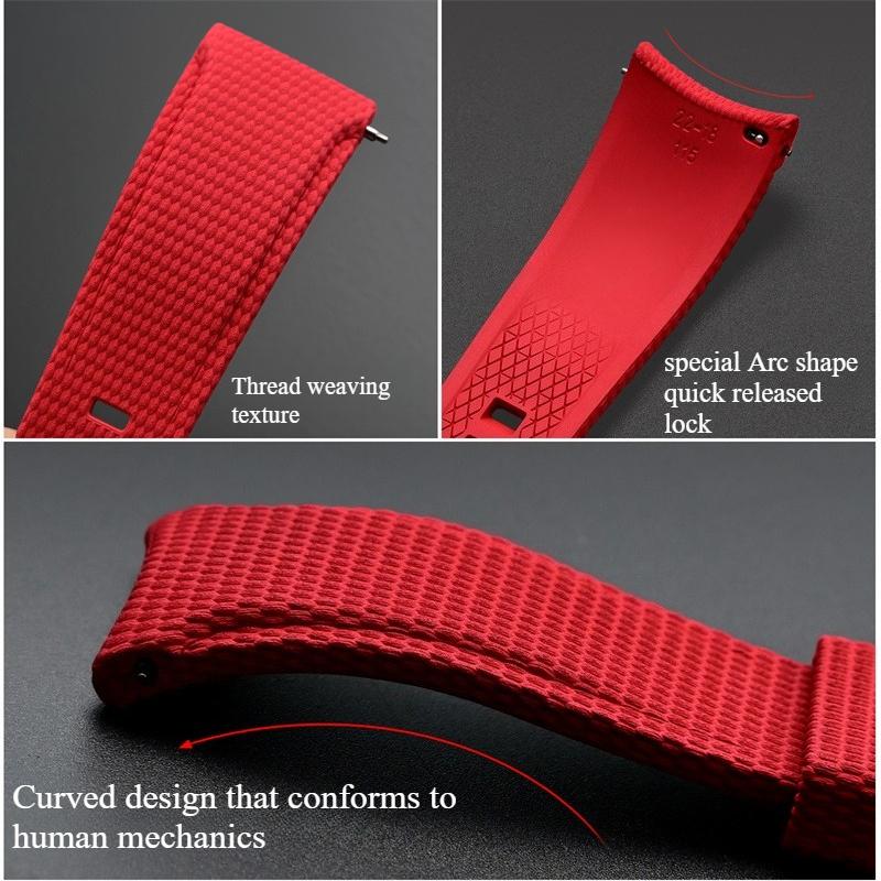 Bracelet en Caoutchouc Fluoro 19mm 20mm 21mm 22mm pour Xiaomi huawei Samsung Swatch MoonSwatch Universel FKM Libération Rapide Bracelet de Montre de Plongée pour Seiko