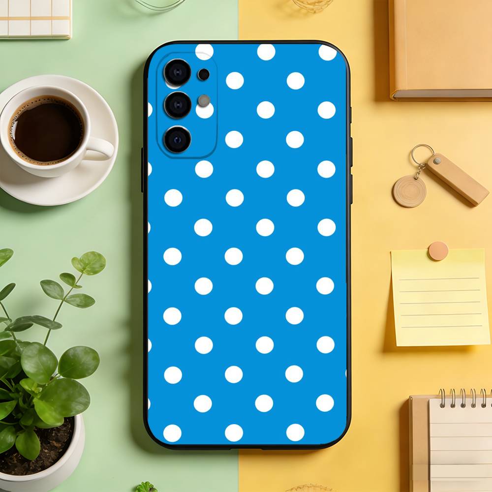 Classic Polka Dot Pattern Phone Case Black Silicone Soft For Samsung S25,S24,S21,S22,S23,S30,Ultra,S20,Plus,Fe,Lite