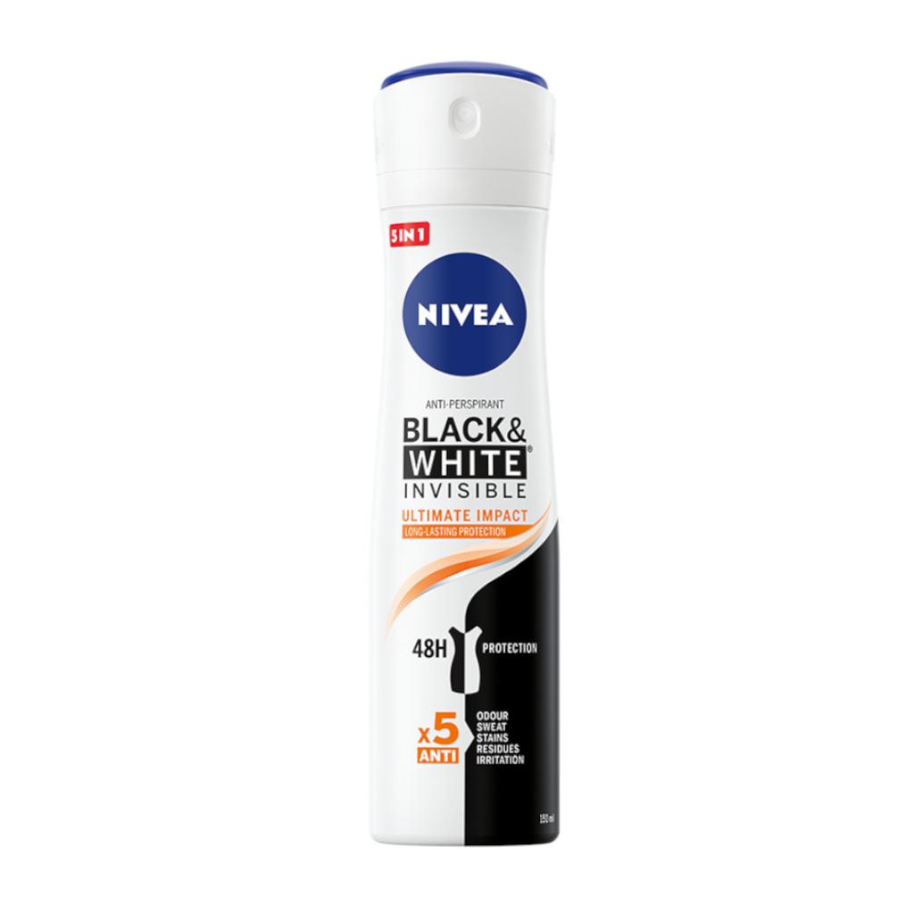 Nivea Black&White Invisible Ultimate Impact Antiperspirant, 150 Ml