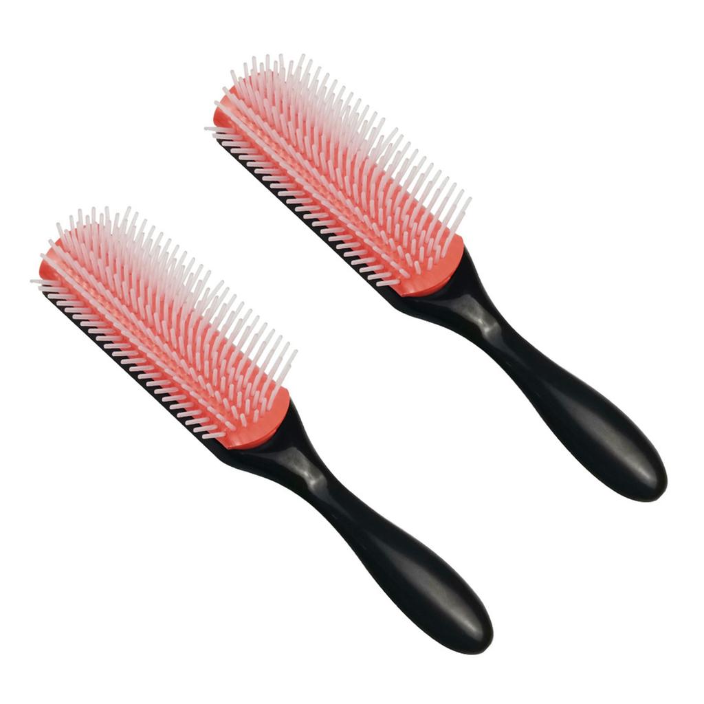 2 Pcs 9 Rows Hair Brush Nylon Bristle Styling Brush Curly Hair Detangling Brush for Separating Shaping Defining Curls