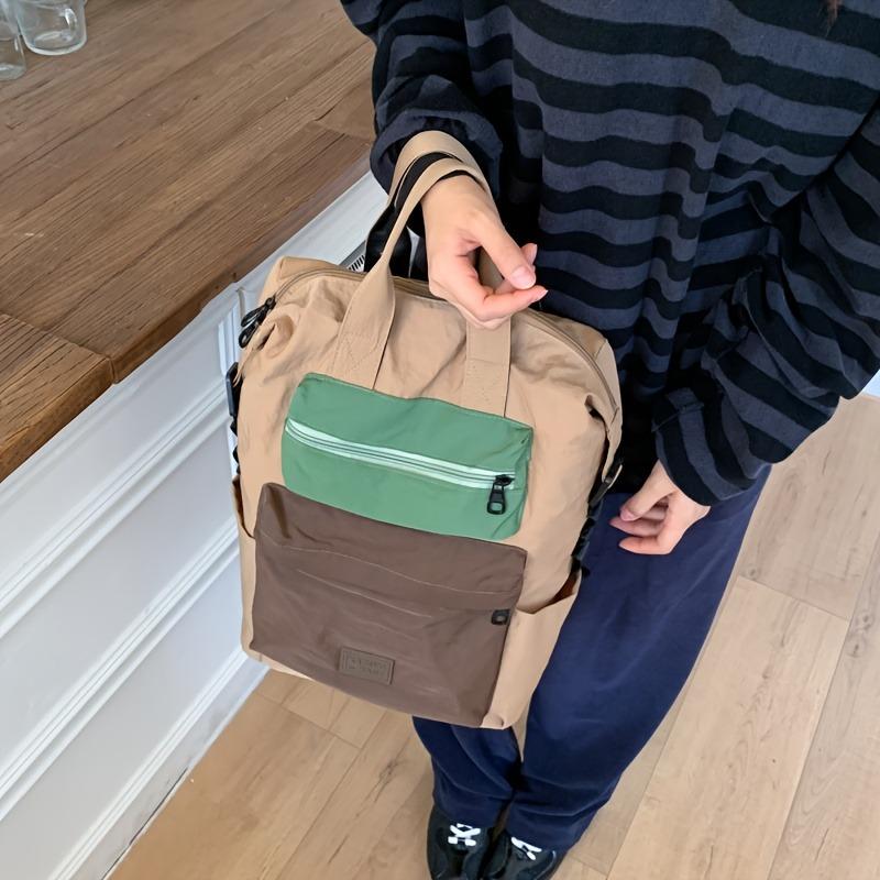 Women's Color Matching Casual Backpack Computer Bag