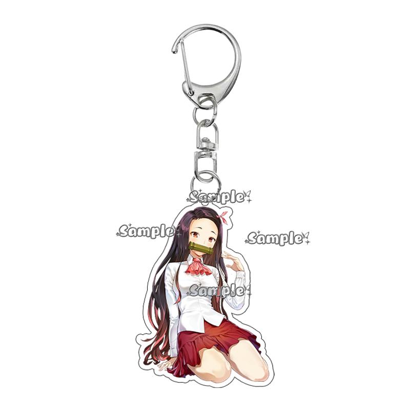 Anime Fashion Kamado Nezuko Cartoon Acrylic Keychain Pendant Charm Bag 5cm Jewelry Accessories Key Ring Gifts Toys for Friends