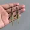 Bohemia Sunburst Geometric Long Dangle Earrings for Women Vintage Brass Drop Earrings Ethnic Vacation Statement Jewelry Gifts