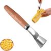 Corn Cob Peeler Corn Kernel Remover Wooden Handle Quick Corn Kernel Peeler Arc-Shaped Shovel Head Multipurpose Kitchen Gadget